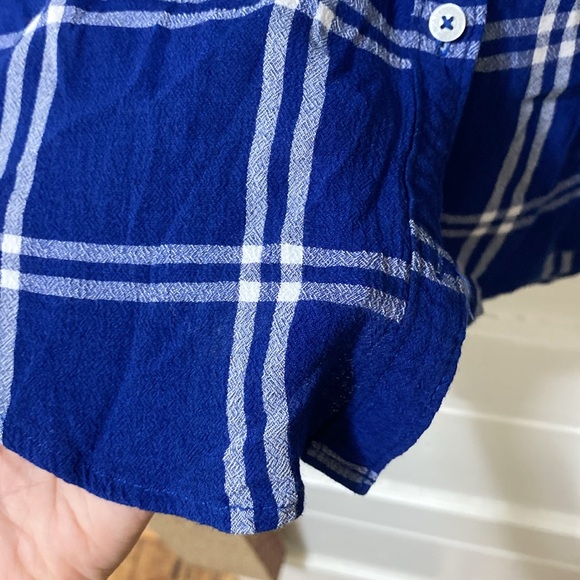 Abercrombie and Fitch Blue Plaid Light Blouse - Picture 4 of 5